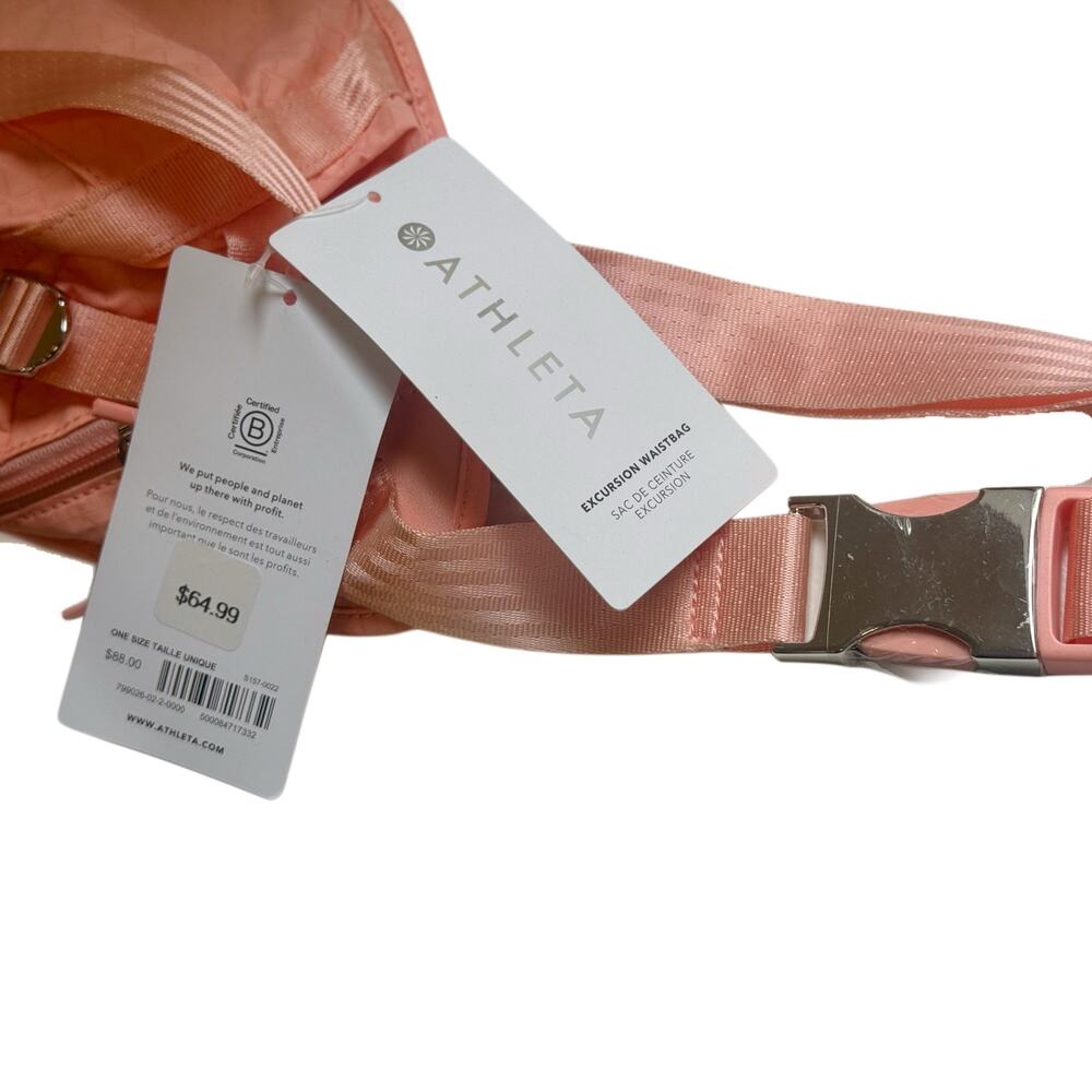 Athleta Blush Pink Belt Bag Travel Waist Pack Adjustable Crossbody New With Tags - Picture 5 of 5